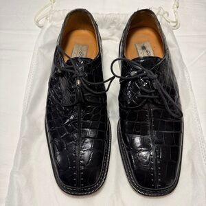 Mezlan Platinum Exotic Black Dandy Genuine Alligator Oxford Men’s Dress Size 8 M